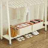 White A-Frame Metal Hallway Coat Rack with Shelves Image - 7