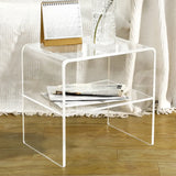 White Acrylic Open Storage Kids Nightstand with Shelf Image - 1