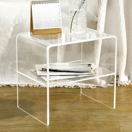White Acrylic Open Storage Kids Nightstand with Shelf Image - 1