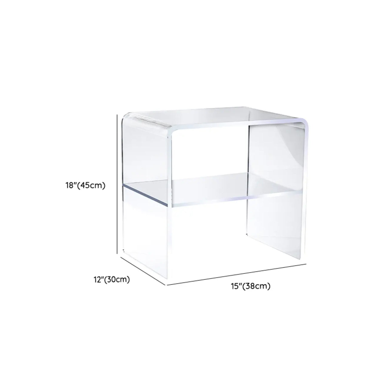 White Acrylic Open Storage Kids Nightstand with Shelf Image - 11