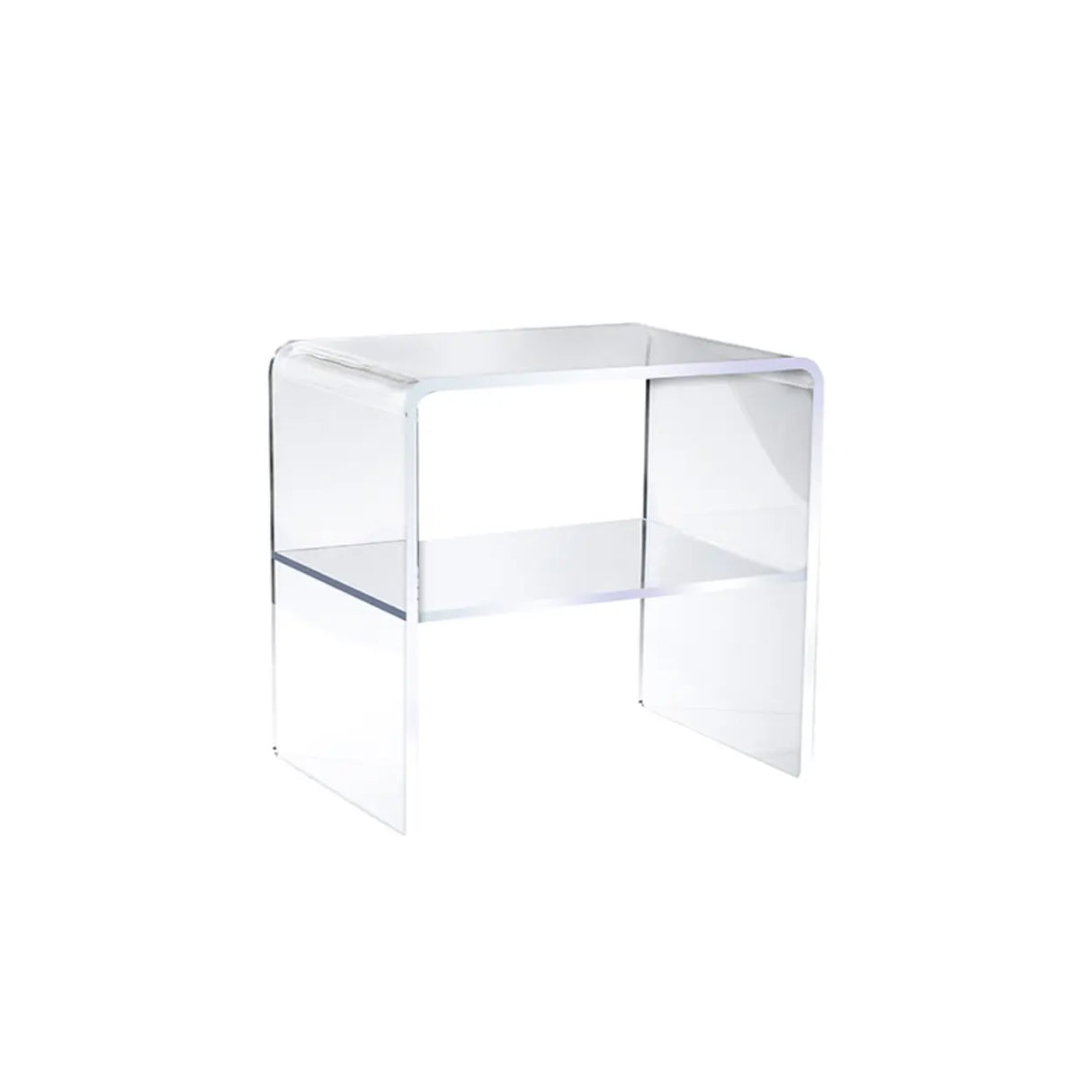 White Acrylic Open Storage Kids Nightstand with Shelf Image - 2