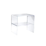 White Acrylic Open Storage Kids Nightstand with Shelf Image - 2