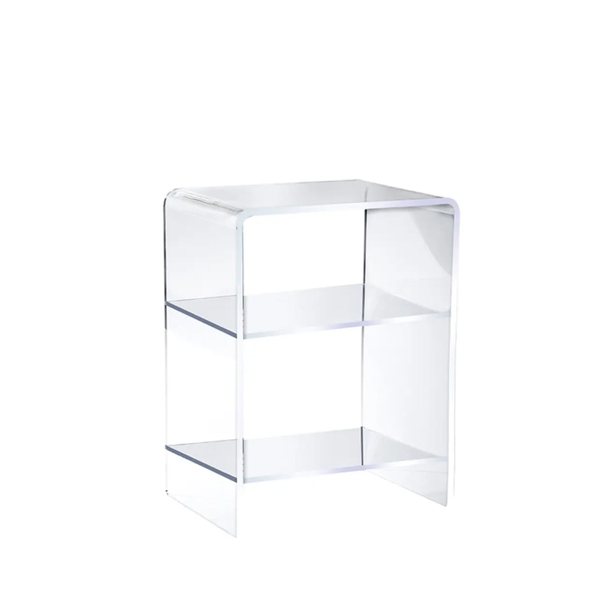 White Acrylic Open Storage Kids Nightstand with Shelf Image - 3