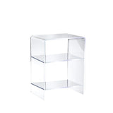 White Acrylic Open Storage Kids Nightstand with Shelf Image - 3