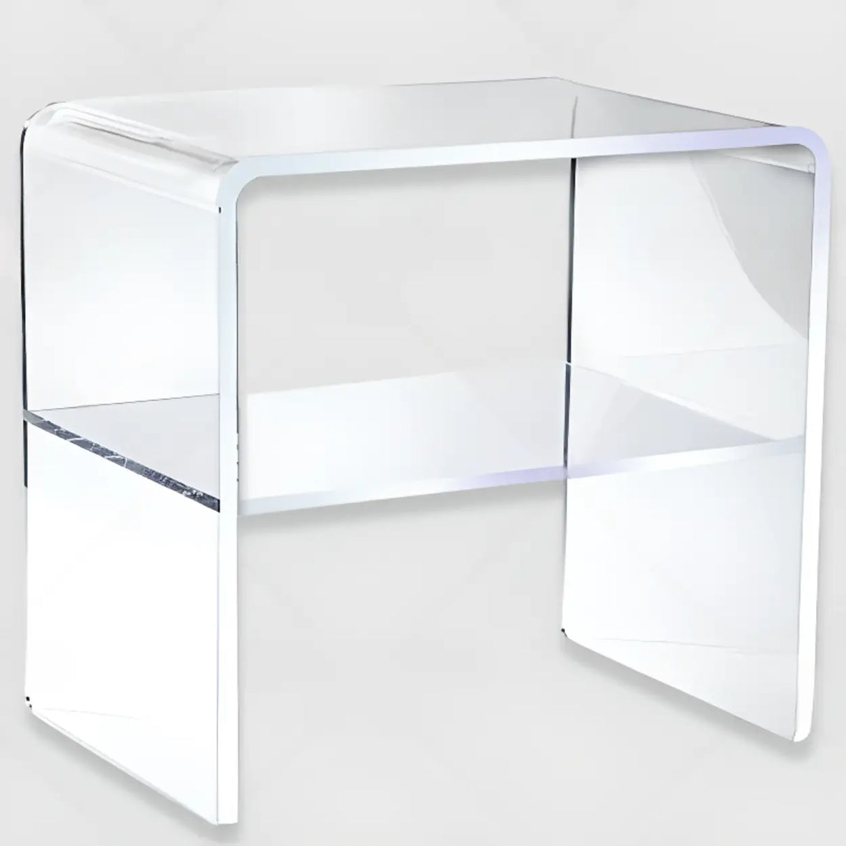 White Acrylic Open Storage Kids Nightstand with Shelf Image - 7