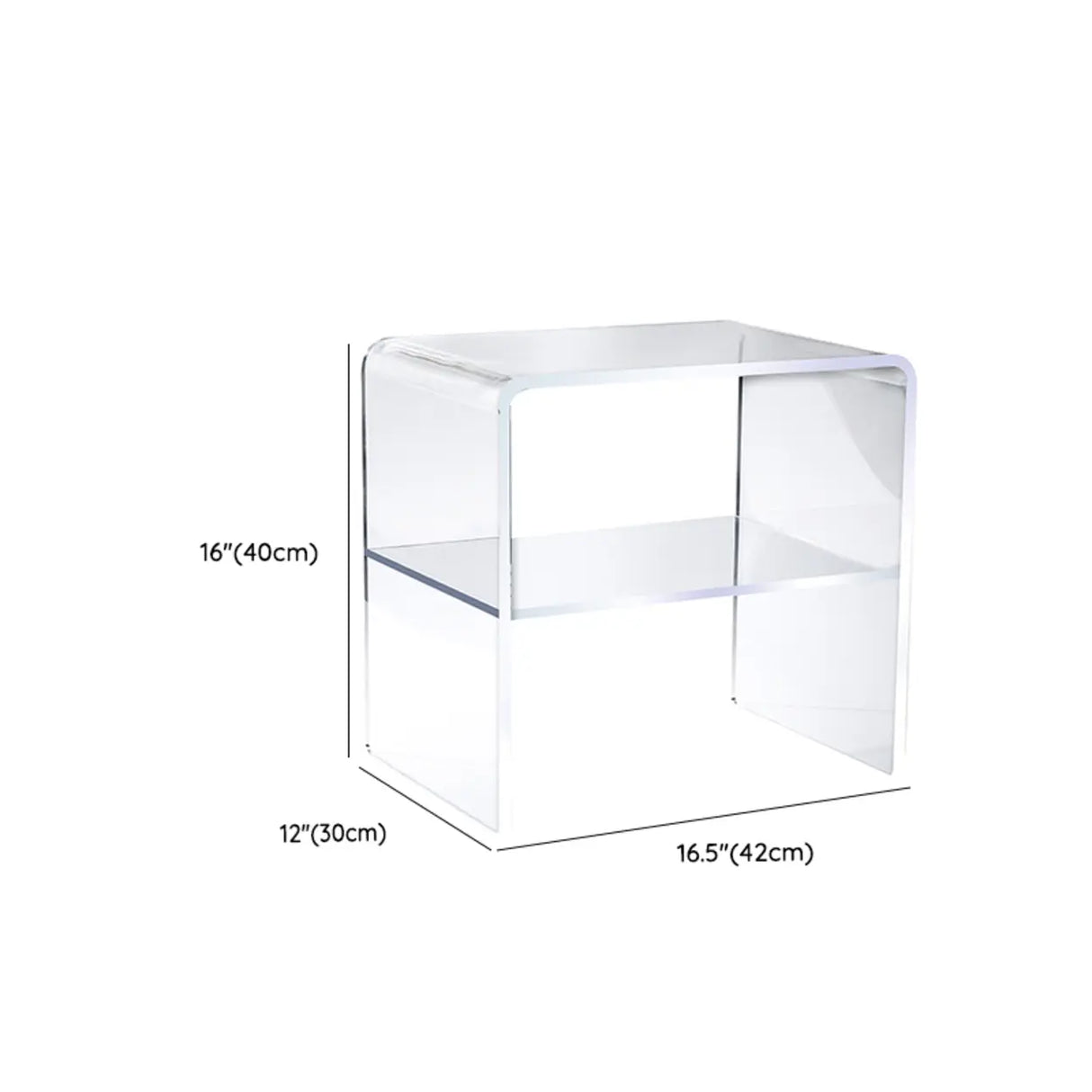 White Acrylic Open Storage Kids Nightstand with Shelf 