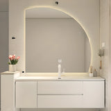White Acrylic Wall Mounted Bathroom Vanity with Drawers Image - 15