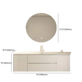 White Acrylic Wall Mounted Bathroom Vanity with Drawers Image - 44