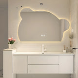 White Acrylic Wall Mounted Bathroom Vanity with Drawers Image - 21
