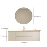 White Acrylic Wall Mounted Bathroom Vanity with Drawers Image - 48