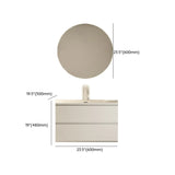 White Acrylic Wall Mounted Bathroom Vanity with Drawers #size