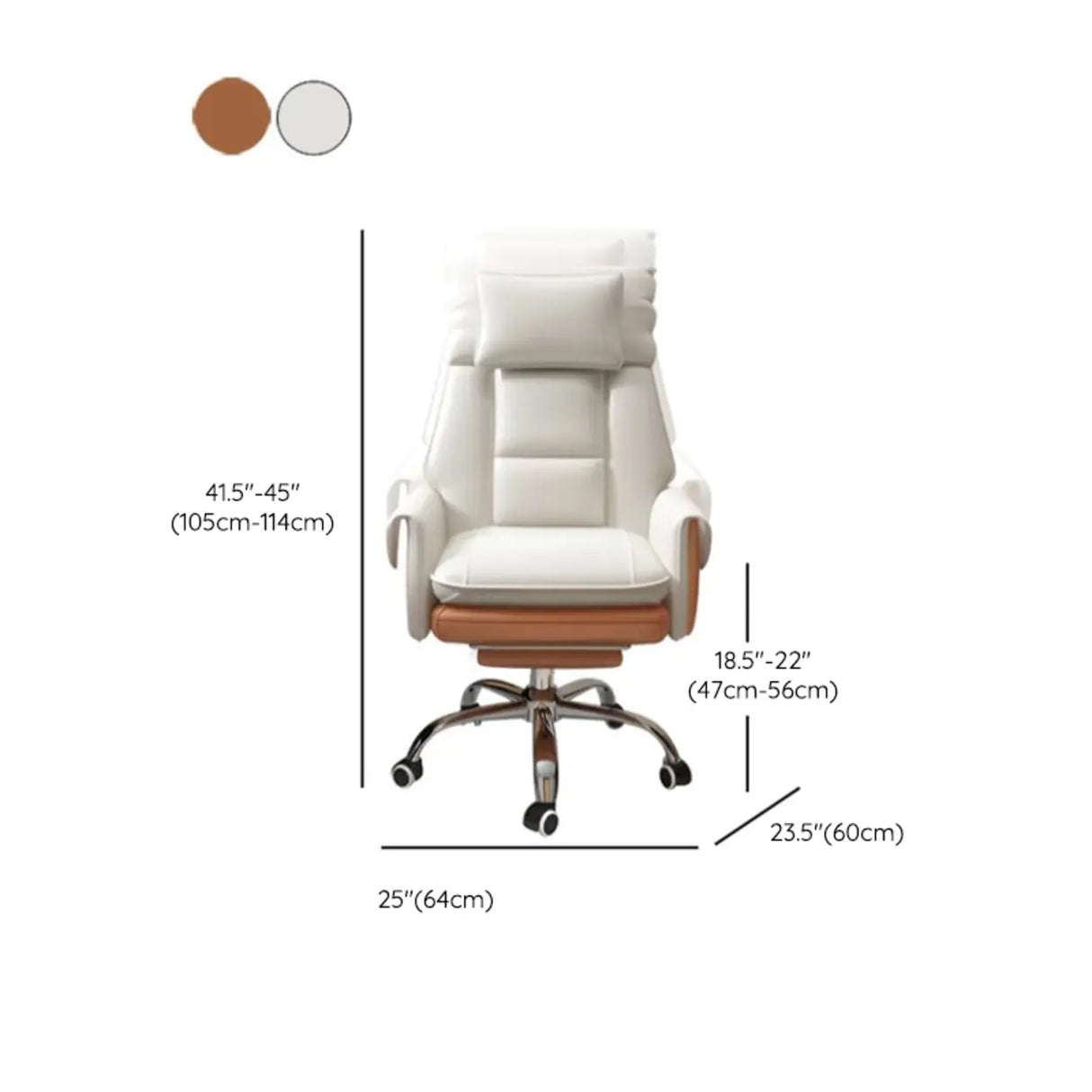 White Adjustable Back Angle Swivel PU Leather Office Chair Image - 13