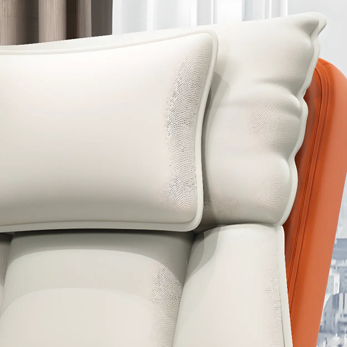 White Adjustable Back Angle Swivel PU Leather Office Chair Image - 8