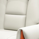 White Adjustable Back Angle Swivel PU Leather Office Chair Image - 9
