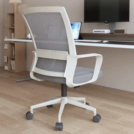 White Adjustable Contemporary Swivel Mesh Office Chair Image - 1