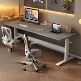 White Adjustable Double Wooden Computer Desk Image - 3