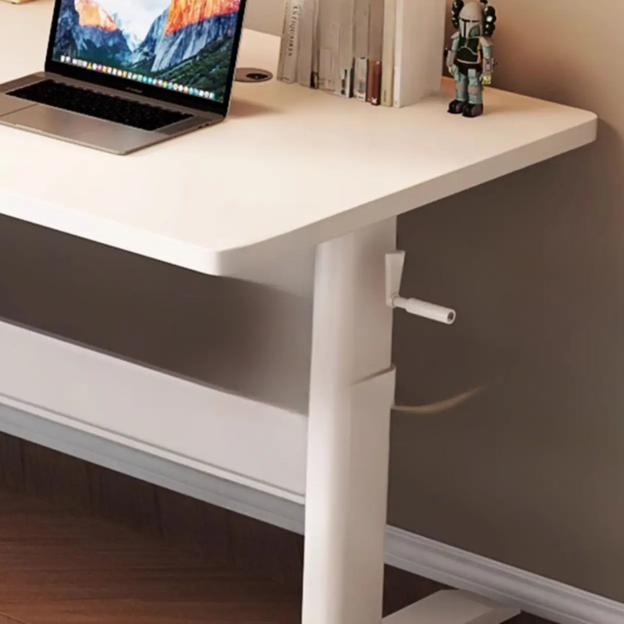 White Adjustable Double Wooden Computer Desk Image - 6