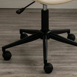 White Adjustable Ergonomic Leather Armless Office Chair Image - 11