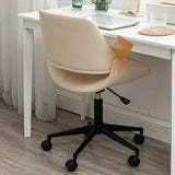 White Adjustable Ergonomic Leather Armless Office Chair Image - 5