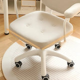 White Adjustable Modern Swivel Faux Leather Office Chair Image - 11