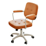 White Adjustable Modern Swivel Faux Leather Office Chair Image - 13