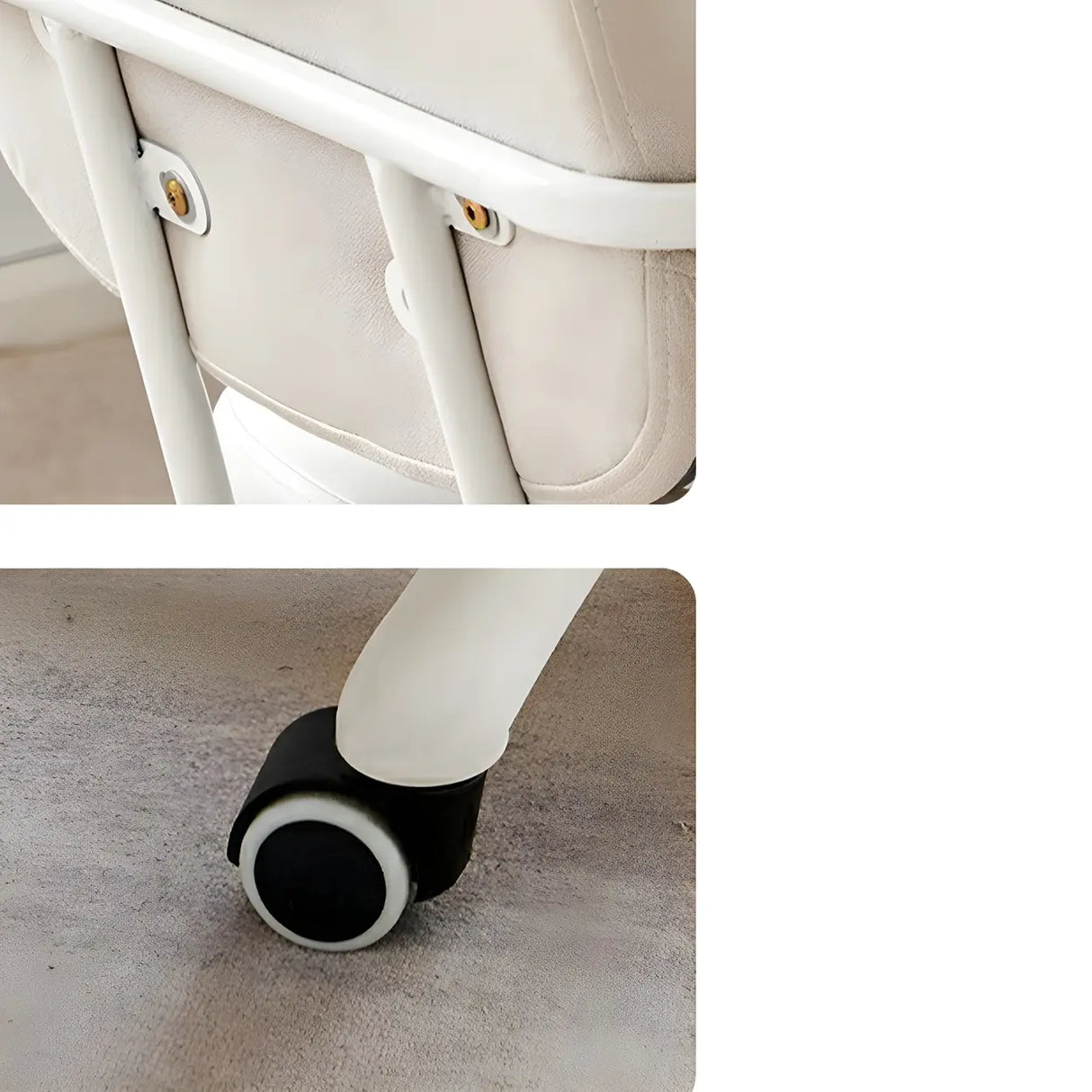 White Adjustable Modern Swivel Faux Leather Office Chair Image - 16