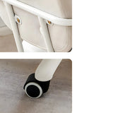 White Adjustable Modern Swivel Faux Leather Office Chair Image - 16