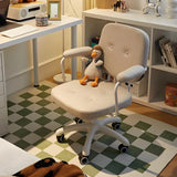 White Adjustable Modern Swivel Faux Leather Office Chair Image - 4