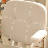 White Adjustable Modern Swivel Faux Leather Office Chair Image - 6