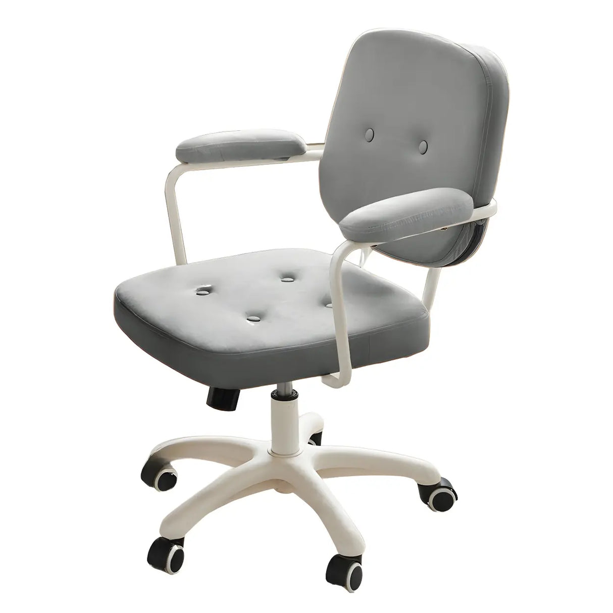 White Adjustable Modern Swivel Faux Leather Office Chair Image - 7