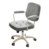 White Adjustable Modern Swivel Faux Leather Office Chair Image - 7