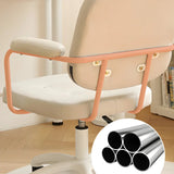 White Adjustable Modern Swivel Faux Leather Office Chair Image - 8