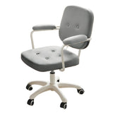 White Adjustable Modern Swivel Faux Leather Office Chair Image - 9