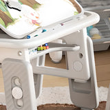 White Adjustable Toddler Desk Chair Set with Storage Image - 7