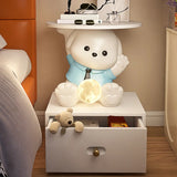 White Animal Resin Storage Kids Nightstand with Lights Image - 1