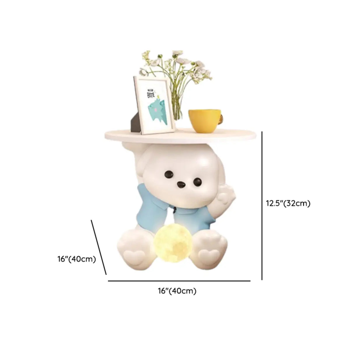 White Animal Resin Storage Kids Nightstand with Lights 