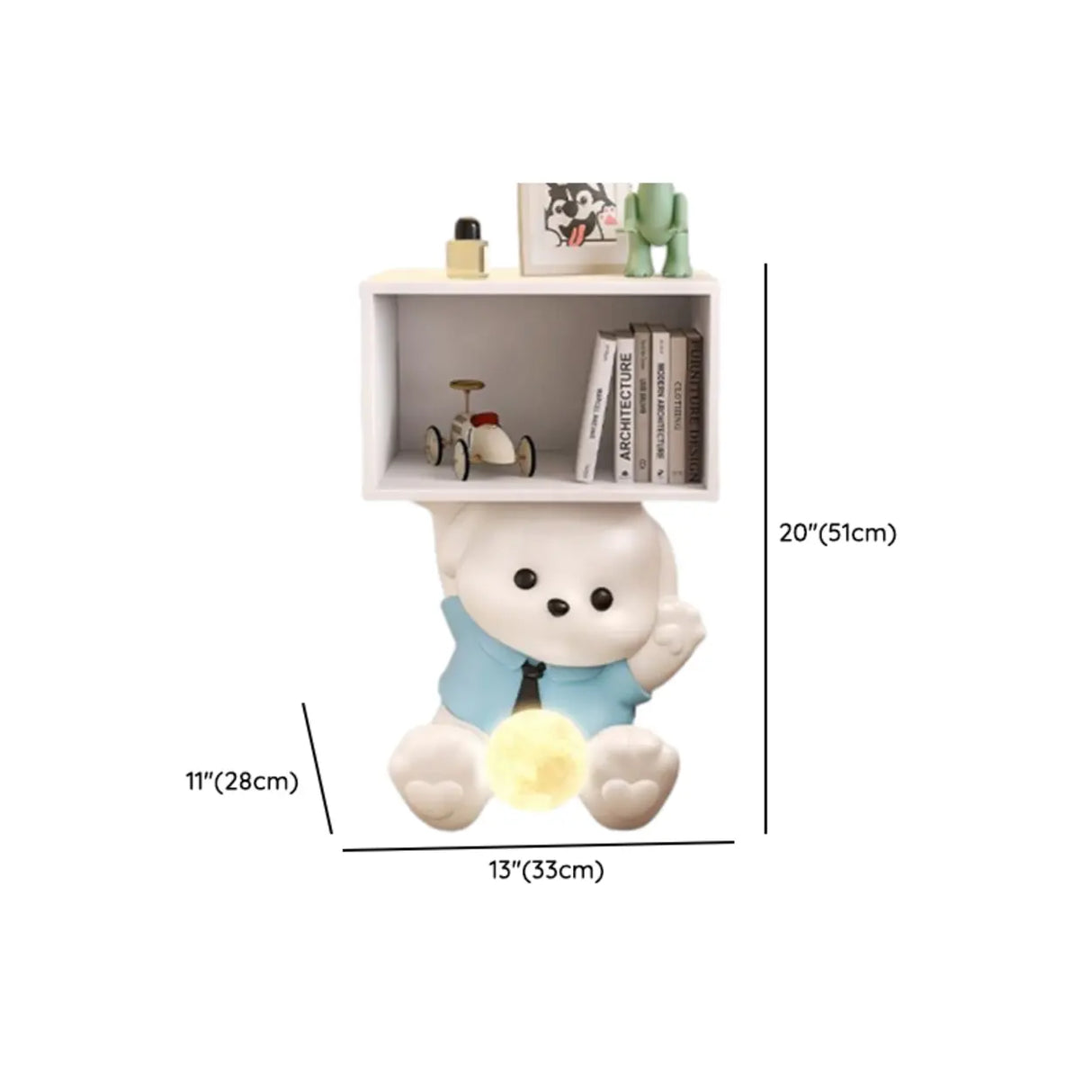 White Animal Resin Storage Kids Nightstand with Lights Image - 15