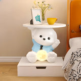 White Animal Resin Storage Kids Nightstand with Lights Image - 5