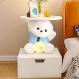 White Animal Resin Storage Kids Nightstand with Lights Image - 7