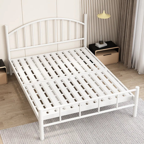 White Arched Alloy Frame Bed with Headboard and Footboard Image - 1
