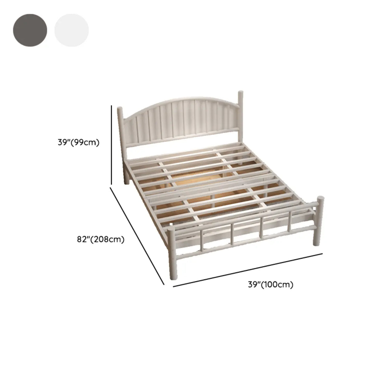 White Arched Alloy Frame Bed with Headboard and Footboard 