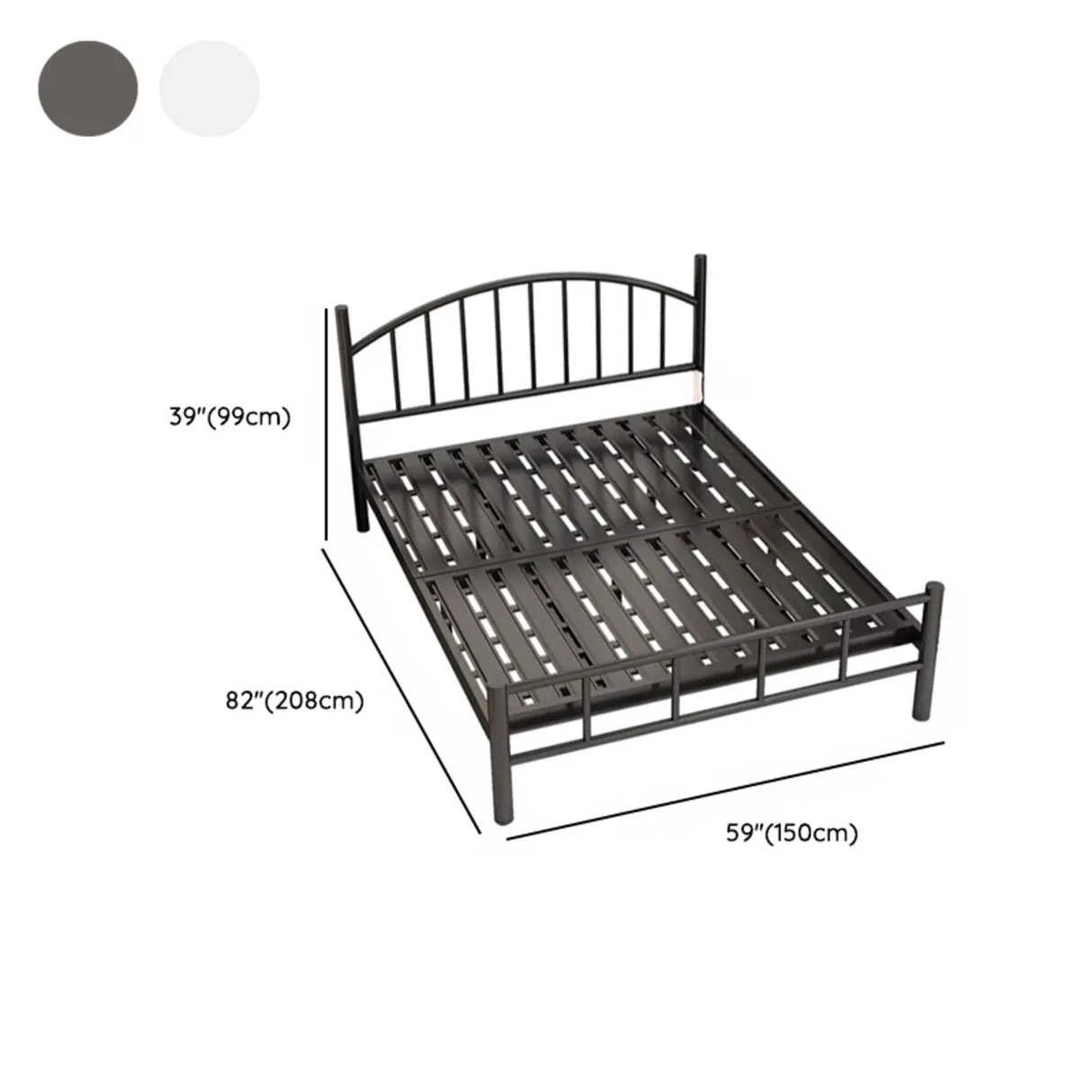 White Arched Alloy Frame Bed with Headboard and Footboard Image - 20