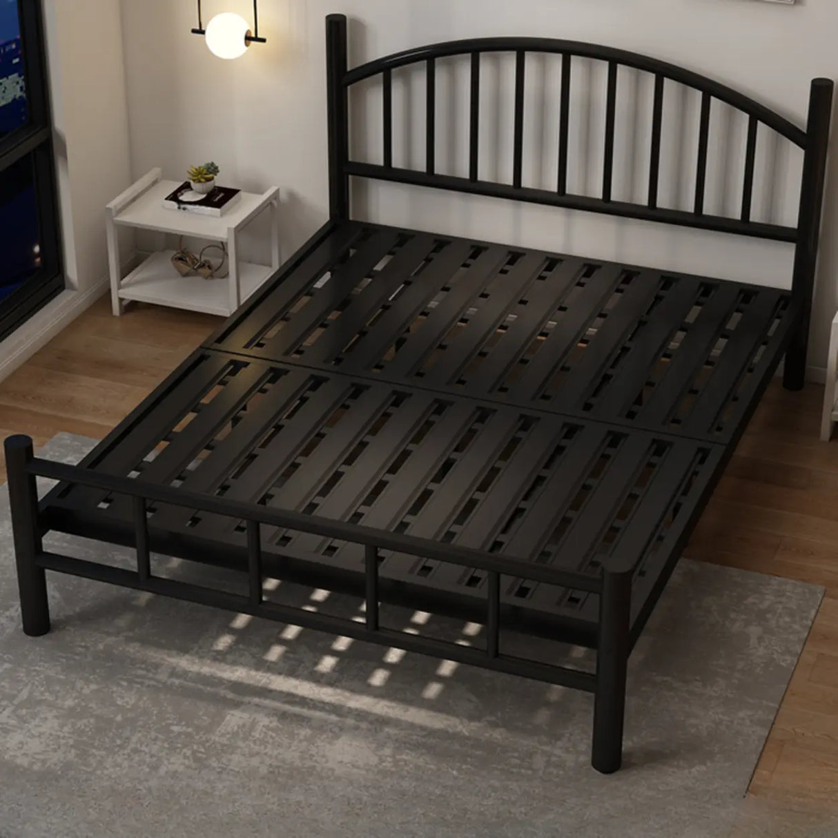 White Arched Alloy Frame Bed with Headboard and Footboard Image - 3