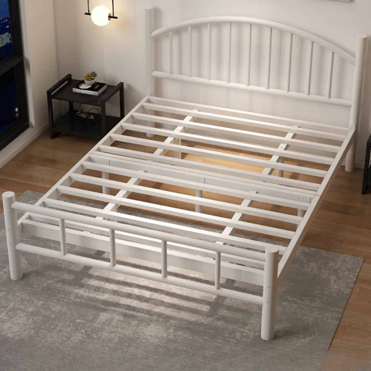 White Arched Alloy Frame Bed with Headboard and Footboard Image - 5