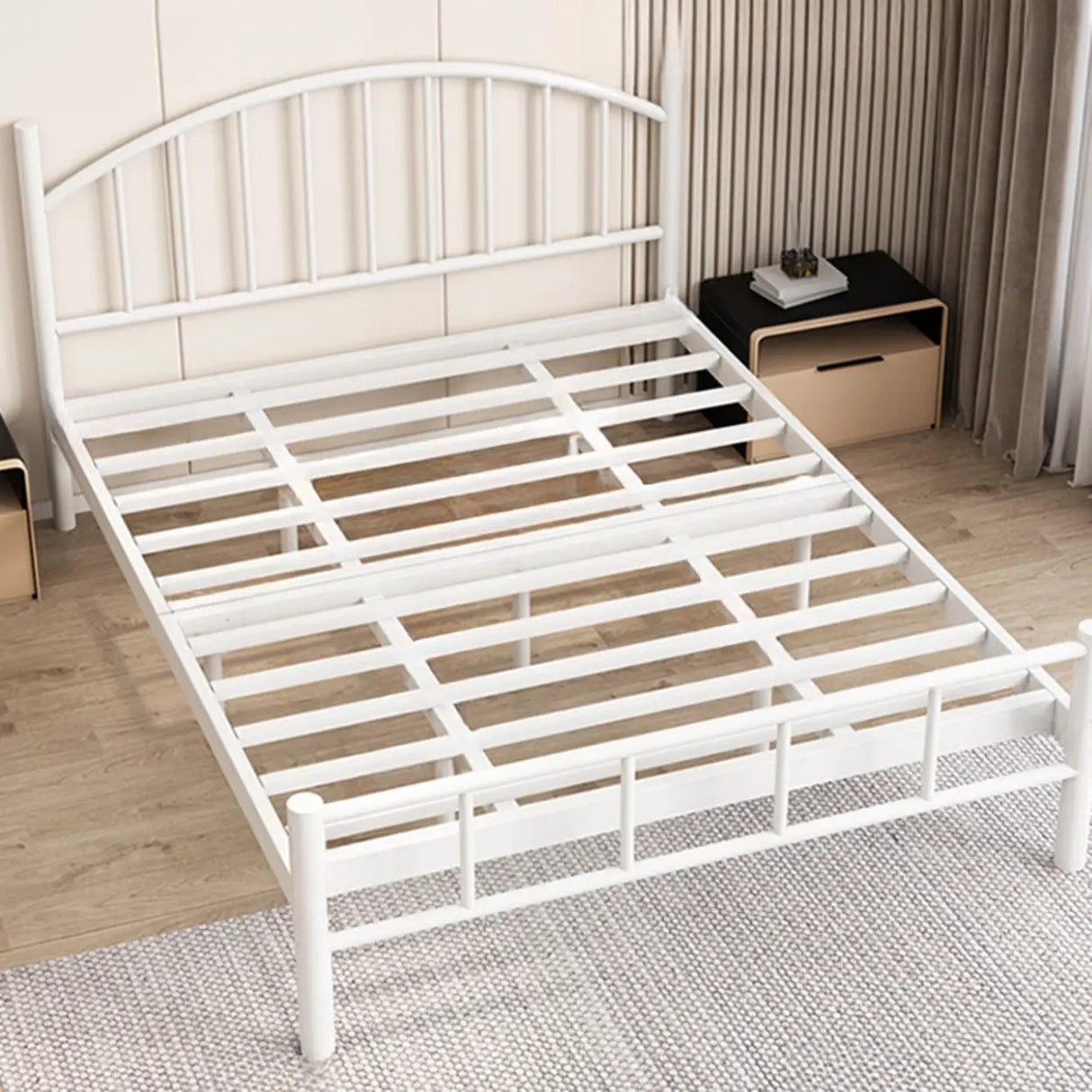 White Arched Alloy Frame Bed with Headboard and Footboard Image - 6