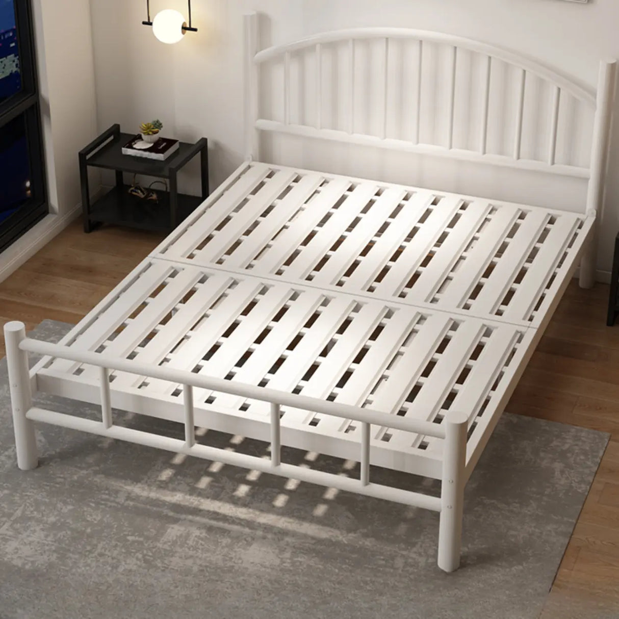 White Arched Alloy Frame Bed with Headboard and Footboard Image - 7