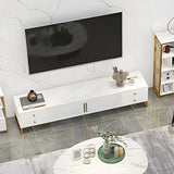 White Artificial Wood Enclosed Storage Drawers TV Stand Image - 10