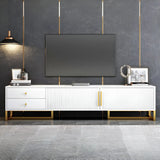 White Artificial Wood Enclosed Storage Drawers TV Stand Image - 11