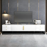 White Artificial Wood Enclosed Storage Drawers TV Stand Image - 12