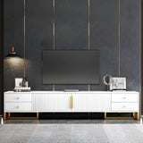 White Artificial Wood Enclosed Storage Drawers TV Stand Image - 3
